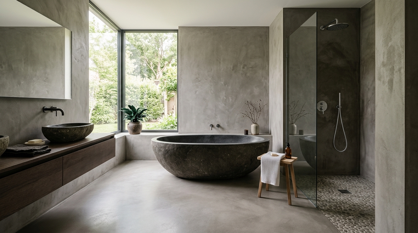 Béton ciré dans une salle de bain